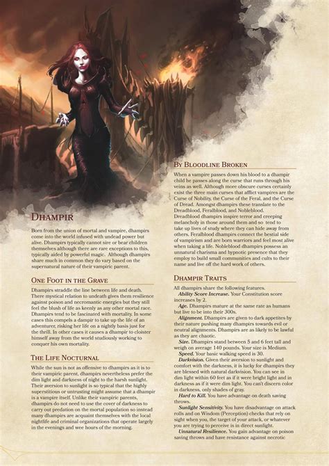 Dnd E Homebrew Dhampir Race