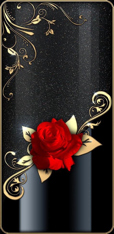 RedRose Bonito Black Girly Glitter Gold Golden Love Pretty Red