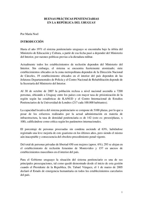 Centro De Reahbilitacion Uruguay Buenas Pr Cticas Penitenciarias En