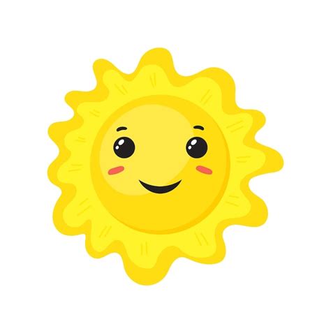 Premium Vector | Sunshine emoji. smiley kid character, flat icon vector ...