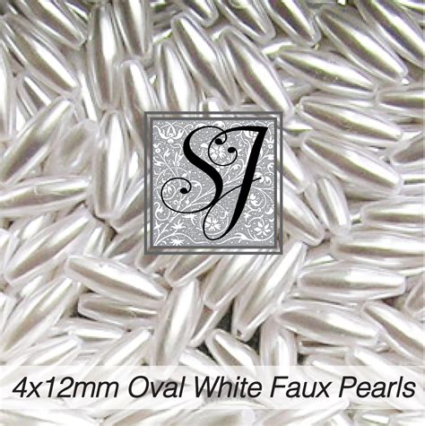 4x12mm Oval White Faux Pearls Sj Designs