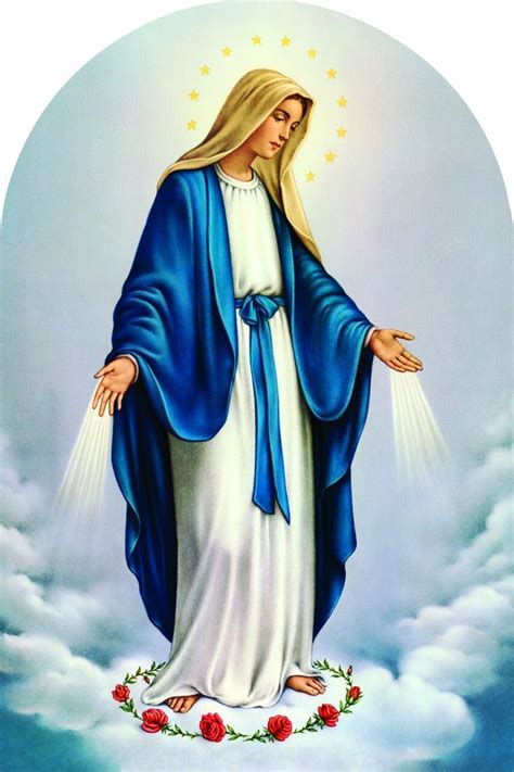 The Immaculate Mary In Blue And White With Stars Above Her Head