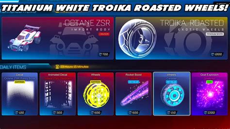 Titanium White Troika Roasted Wheels In The Item Shop Rocket League