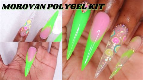 XXL MARBLE POLYGEL NAIL TUTORIAL Encapsulated Fimo Fruit Slices