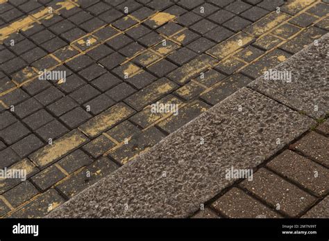Abstract Lines Pavement Double Yellow Lines Reading 2009 Stock