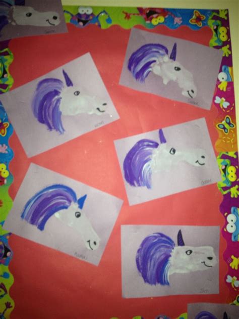 Unicorn Craft Footprint Unicorns Unicorn Crafts Animal Crafts For