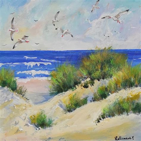 Peinture Dunes Et Mouettes Par Lallemand Yves Carr D Artistes