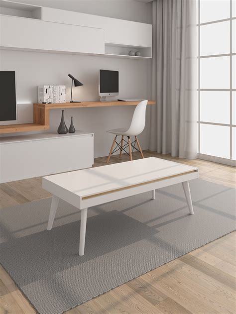 Mesa De Centro Elevable Neo Blanca Pies Nordic Mrhome