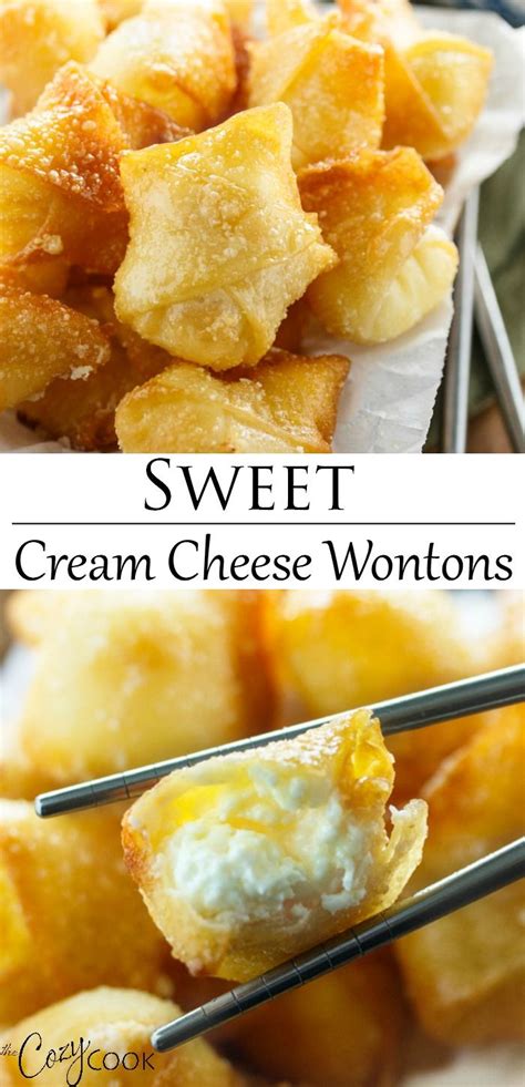 Sweet Cream Cheese Wontons Homemade Chinese Food Wonton Recipes Recipes