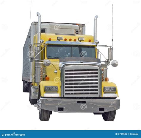 Yellow Semi Truck Stock Photo Image Of Chrome Freightliner 3739502