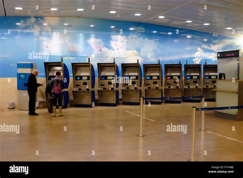 Automated Passport Control Kiosks At The Departure Hall In Ben Gurion