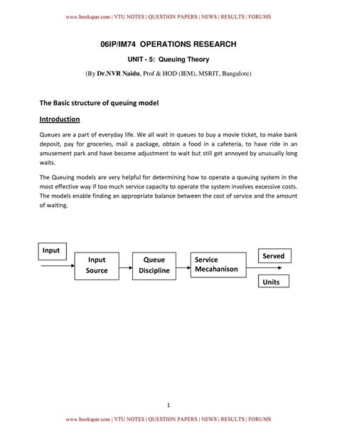 Module Queueing Theory Ip Im Operations Research Unit