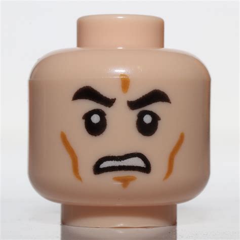 Lego Star Wars Light Flesh Minifig Head Black Eyebrows Cheek Lines Chin