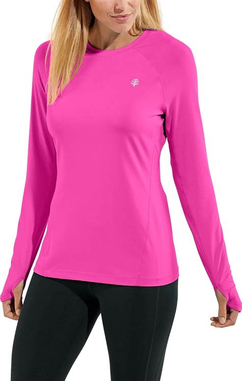 Coolibar Upf 50 Womens Devi Long Sleeve Fitness T Shirt Sun Protective Magnolia Pink Xs