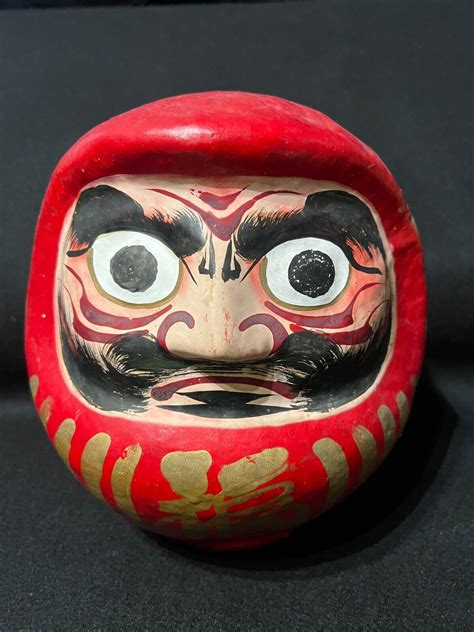 Red Daruma Doll Folk Art Wish Making Good Luck Fortune Success Japan