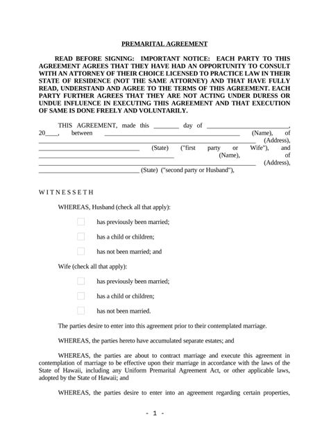 Hawaii Prenuptial Agreement Complete With Ease Airslate Signnow