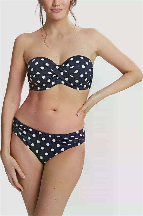 Panache Anya Riva Spot Twist Bandeau Bikini Top Navy Vanilla Price