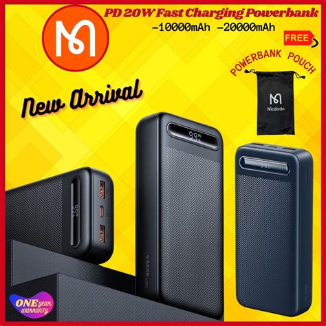 1YrWarrantyMcdodo 22 5W Quick Charging 20000 Mah 20W Pd Usb C 2Usb