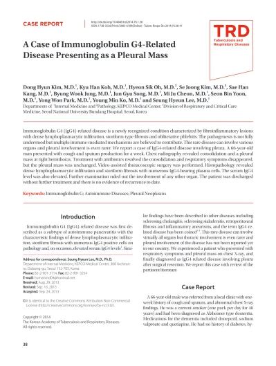 A Case Of Immunoglobulin G4 Related Disease Presenting As A Pleural Mass