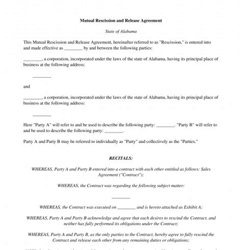 Free Mutual Release Agreement Template