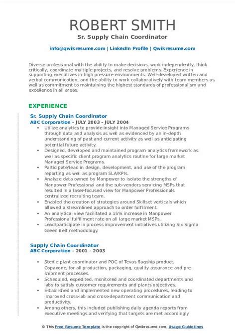 Supply Chain Coordinator Resume Samples Qwikresume