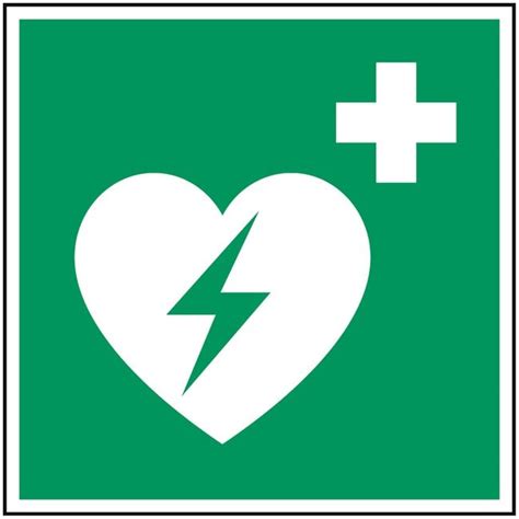 Brady Aluminum ISO Safety Sign Automated External Heart