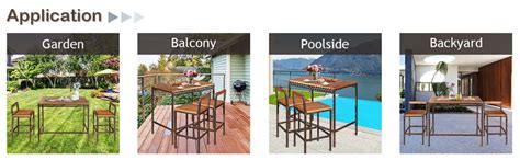 Pieces Patio Rattan Wicker Bar Dining Furniture Set Costway