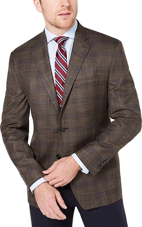 Lauren Ralph Lauren Mens Brown Plaid Short Blazer Couturepoint