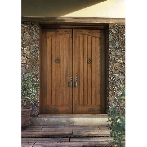 Eswda 96x96 Exterior Barn Mahogany Arch Panel Rustic V Grooved Plank Or Interior Double Door