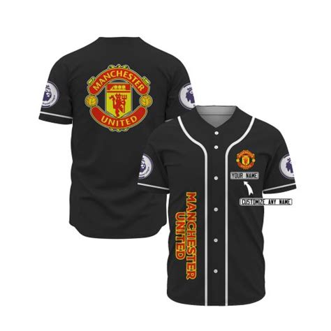 Manchester United Custom Name Black Baseball Jersey