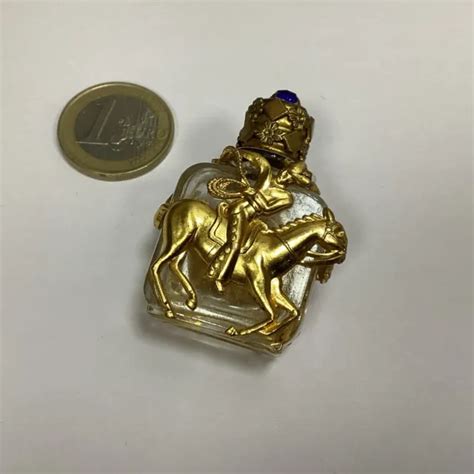 Petite Bouteille Flacon En Verre Ancien Dor Cowboy Et Cheval Eur