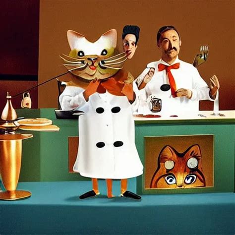 Anthropomorphic Cats Chef Competing At The Masterchef Stable Diffusion