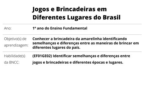 Plano De Aula Sobre Brincadeiras E Jogos De Acordo A Bncc