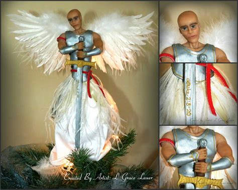 Guardian Warrior Angel Christmas Tree Topper Ooak Male Clay Sculpted