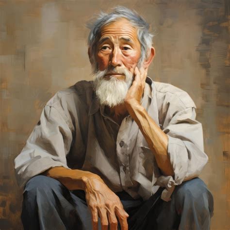 Premium Ai Image Asian Old Man In Thinking And Doubts Oil Painted