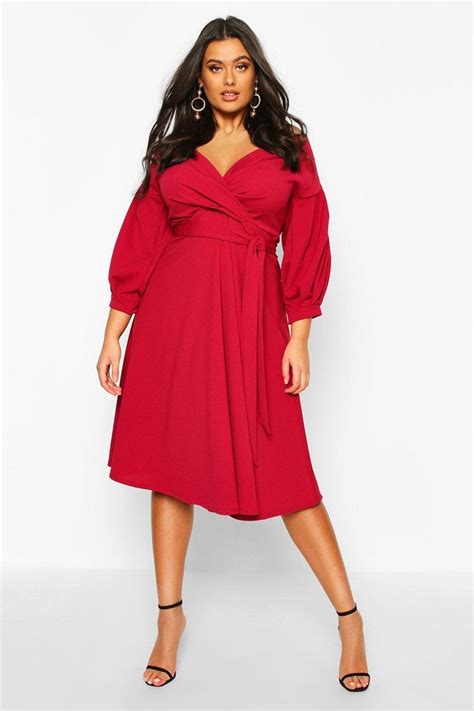 Plus Off The Shoulder Wrap Midi Dress Red Midi Dress Midi Dress