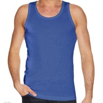 Mens Plain Vests New 100 Cotton Tank Tops Training Gym Royal Blue