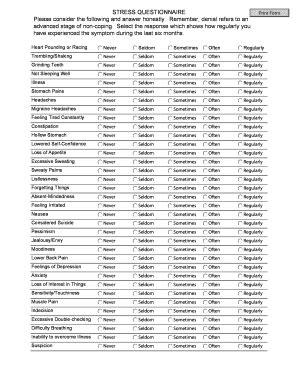 Fillable Online Medfusion STRESS QUESTIONNAIRE Medfusion Fax Email