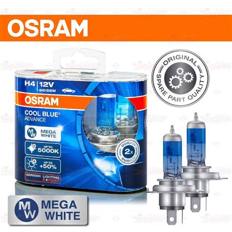 OSRAM COOL BLUE ADVANCE Headlight Bulbs 5000K MEGA WHITE H4 12V 60 55W