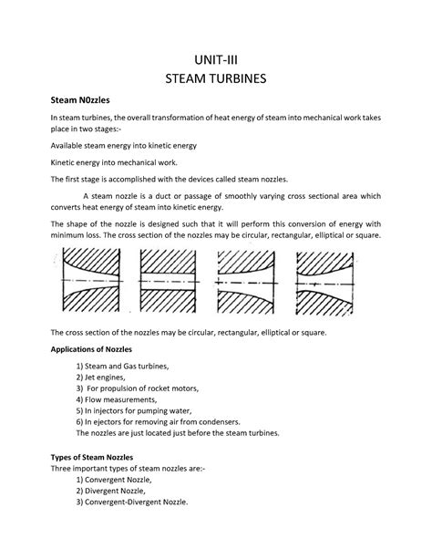 Unit Iii Steam Turbine 1 Unit Iii Steam Turbines Steam N0zzles In Steam Turbines The