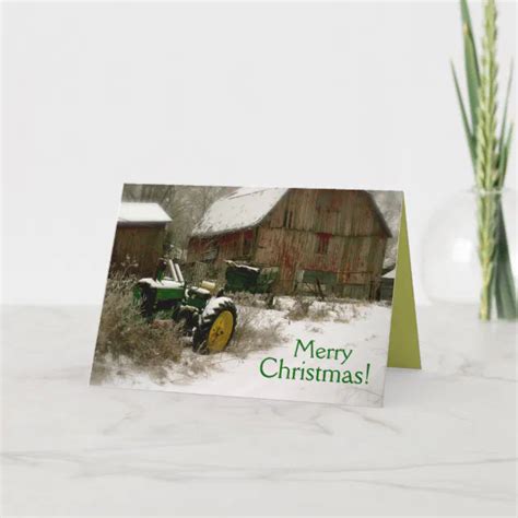 Tractor Christmas Card Tractor And Cart Holiday Card Zazzle