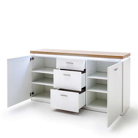 Modernes Sideboard Mit Led Beleuchtung In Wei Wildeiche Dekor Nusenia