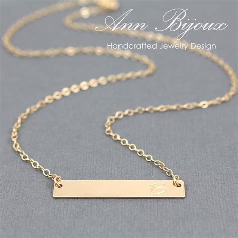 Personalized Name Plate Necklace K Gold Filled Bar Etsy