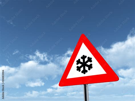 Verkehrszeichen Schnee Oder Eisgl Tte Stock Illustration Adobe Stock