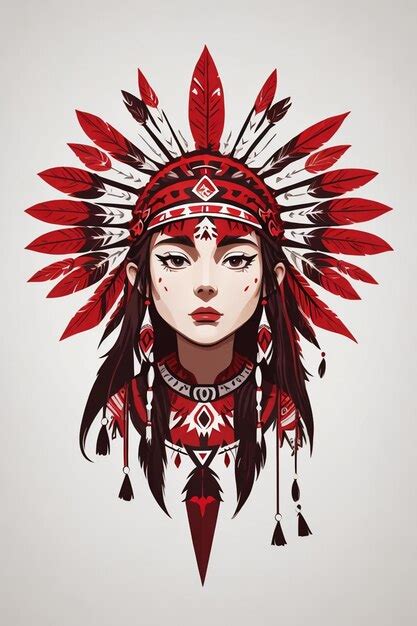 Premium Ai Image Native American Indian Woman With Red Feather Headdress