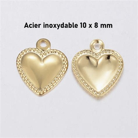 Breloques Coeur En Acier Inoxydable Dor Bout De Chaine X Mm