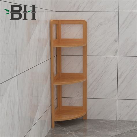 Multifunctional Tier Bamboo Corner Shelf Bathroom And Kitchen