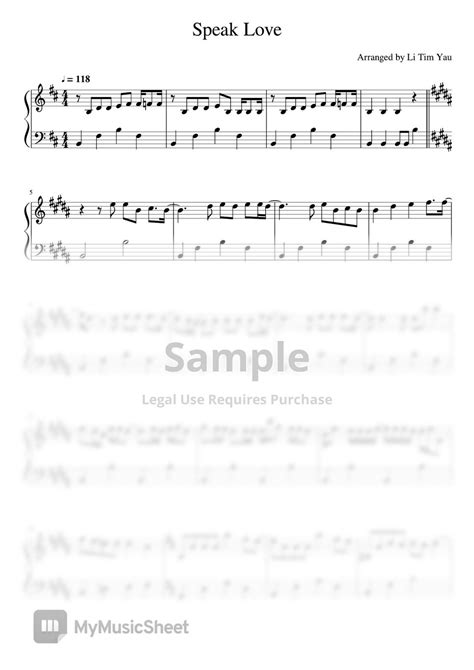 COLLAR Speak Love Piano Cover Sheets By Li Tim Yau