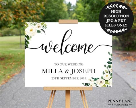 Wedding Welcome Poster Welcome to our Wedding Sign White | Etsy