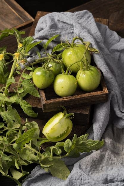 Premium Photo Fresh Green Tomatoes On A Simple Background